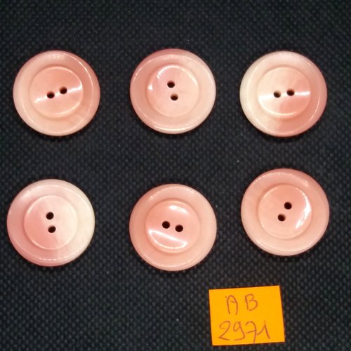 6 boutons en résine rose - 23mm - ab2971