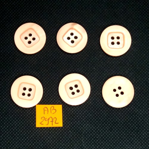6 boutons en résine rose - 21mm - ab2972