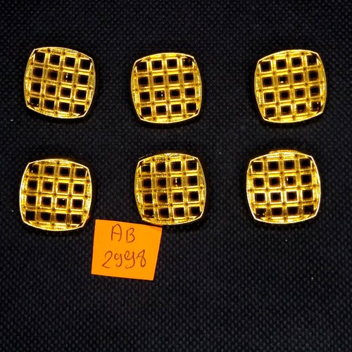 6 boutons en résine doré- 23x23mm - ab2998
