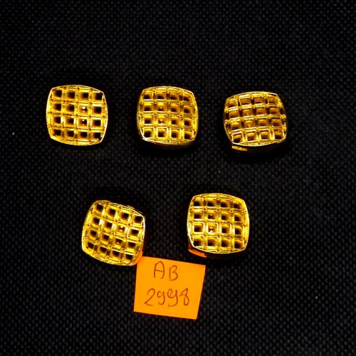 5 boutons en résine doré- 18x18mm - ab2998