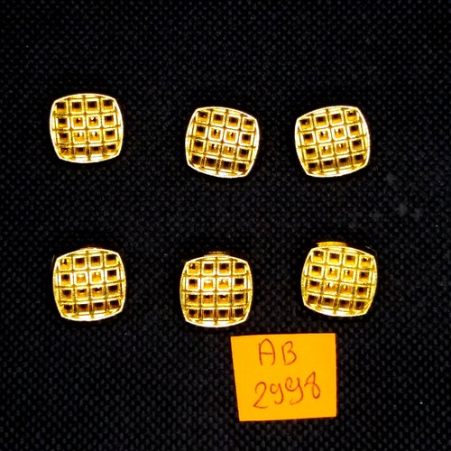 6 boutons en résine doré- 15x15mm - ab2998
