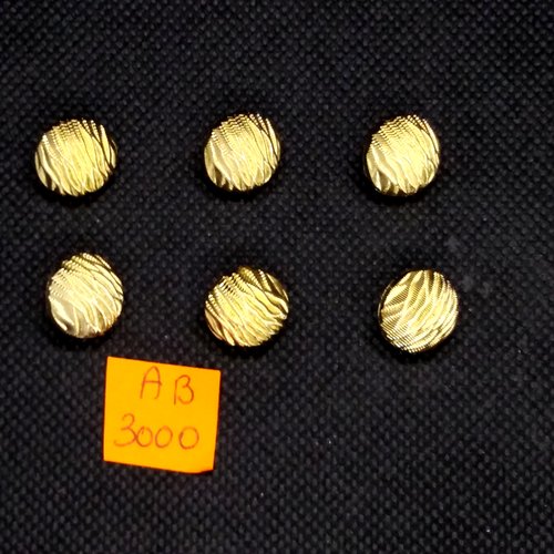 6 boutons en résine doré - 13mm - ab3000