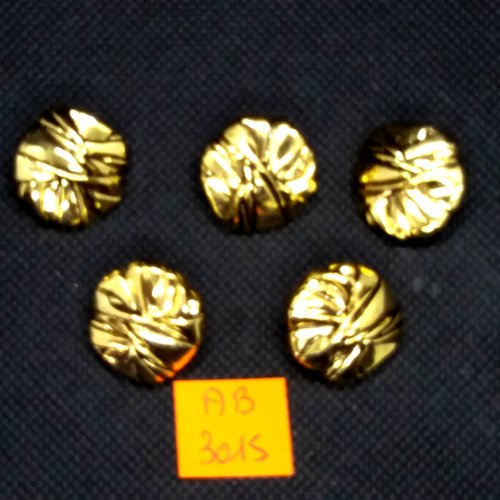 5 boutons en résine doré - 21mm - ab3015