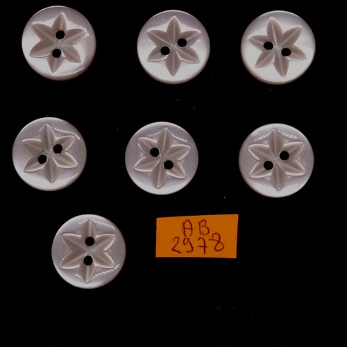 7 boutons en résine rose - étoile - 18mm - ab2978