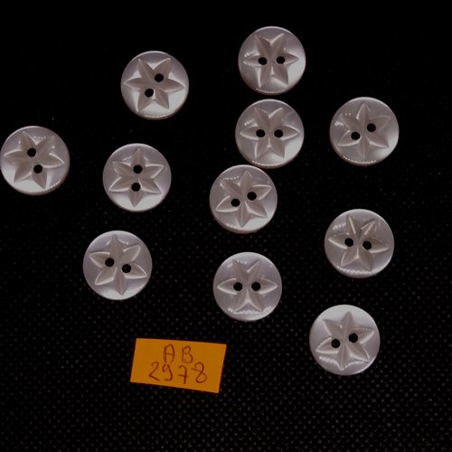 11 boutons en résine rose - étoile - 15mm - ab2978