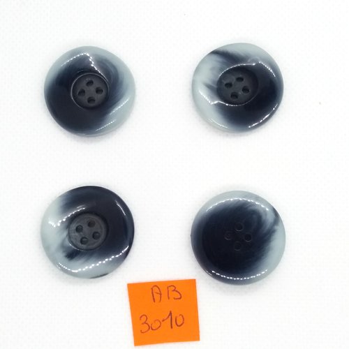 4 boutons en résine bleu dégradé - 27mm - ab3010