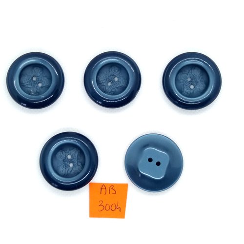 5 boutons en résine bleu - 30mm - ab3004