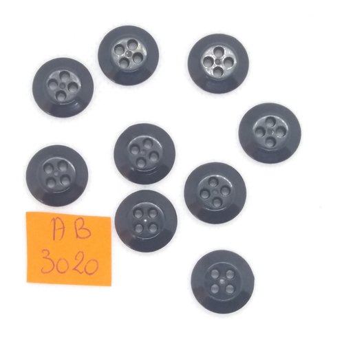 10 boutons en résine gris - 14mm - ab3020