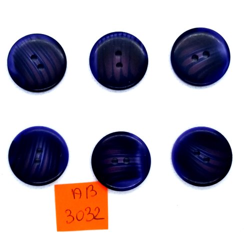 6 boutons en résine violet - 23mm - ab3032