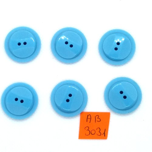 6 boutons en résine bleu clair - 22mm - ab3031