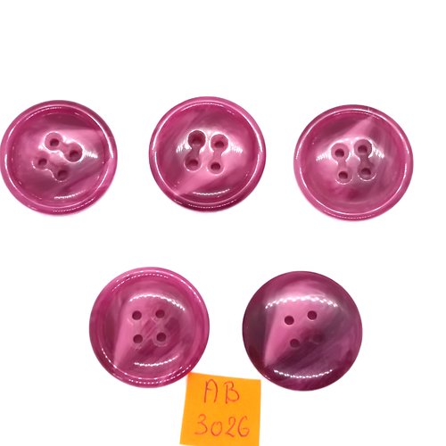 5 boutons en résine violet clair - 27mm - ab3026