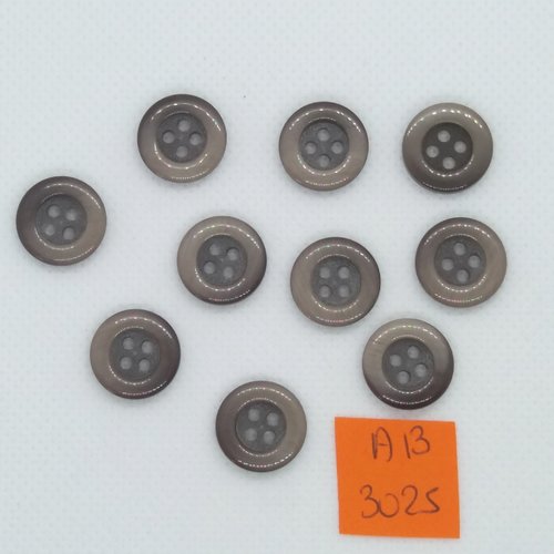 10 boutons en résine marron - 14mm - ab3025