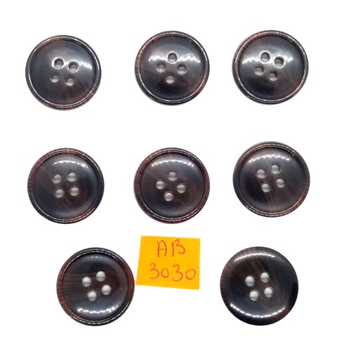 8 boutons en résine marron - 22mm - ab3030