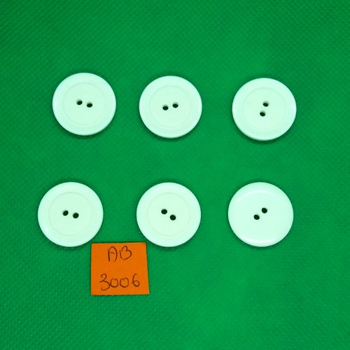 6 boutons en résine blanc - 22mm - ab3006