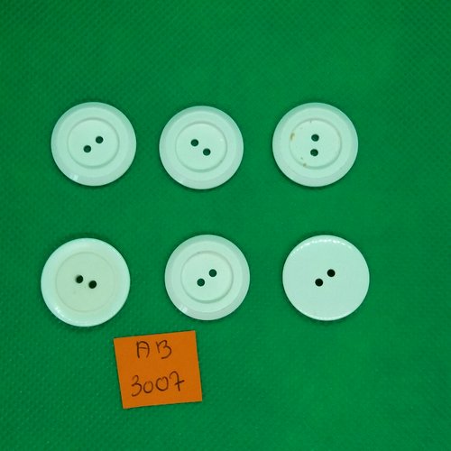 6 boutons en résine blanc - 22mm - ab3007