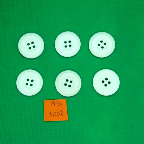 6 boutons en résine blanc - 22mm - ab3008