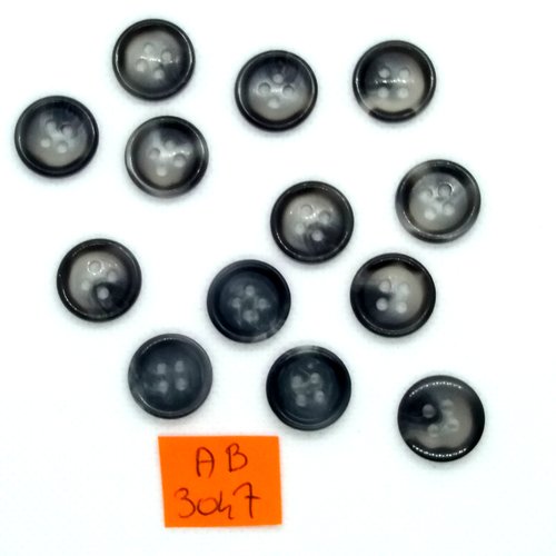 13 boutons en résine gris - 15mm - ab3047