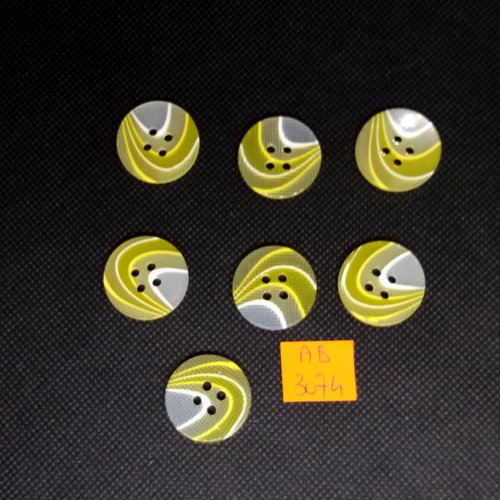 7 boutons en résine jaune dégradé - 23mm - ab3074