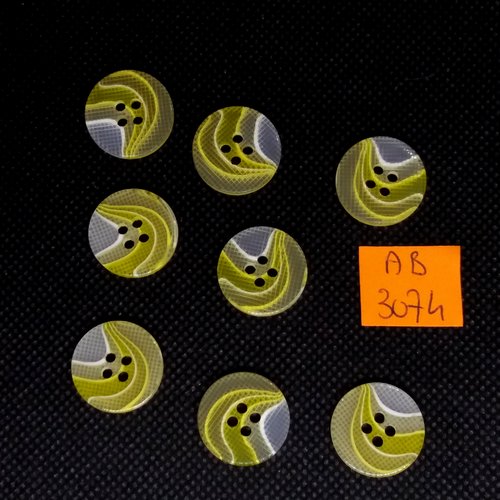 8 boutons en résine jaune dégradé - 18mm - ab3074