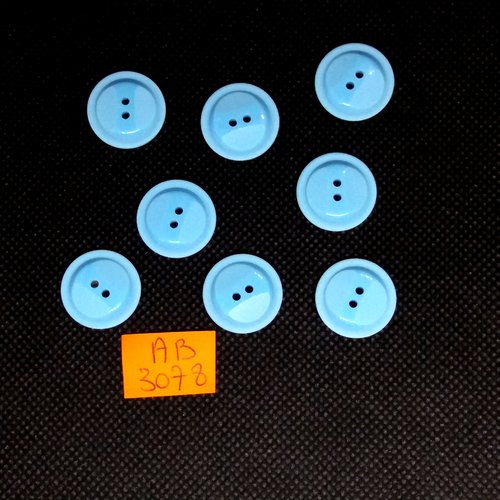 8 boutons en résine bleu clair - 18mm - ab3078