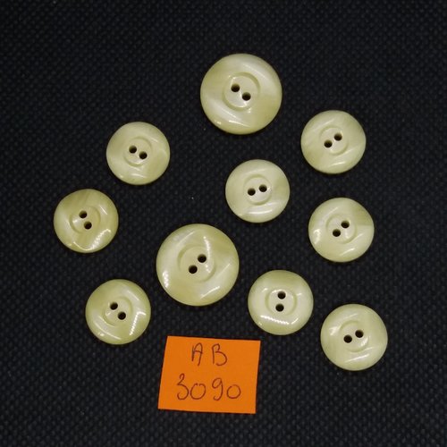 10 boutons en résine beige - 18mm et 14mm - ab3090
