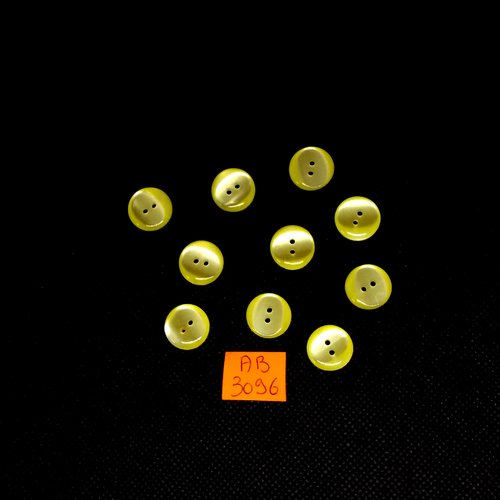 10 boutons en résine jaune - 14mm - ab3096
