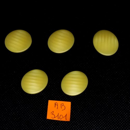 5 boutons en résine jaune - 19x22mm - ab3101