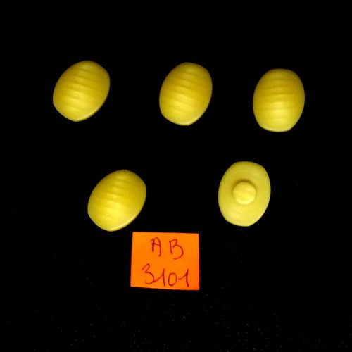 5 boutons en résine jaune - 14x18mm - ab3101