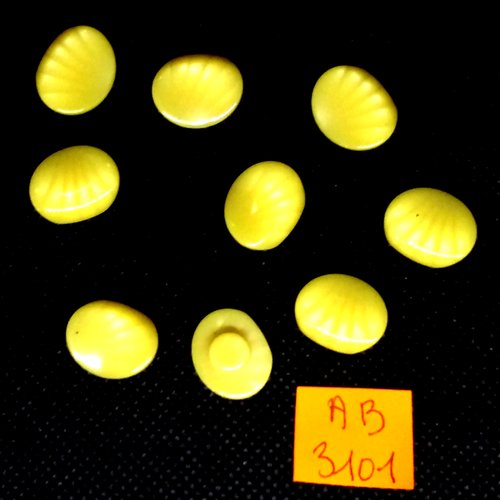 9 boutons en résine jaune - 12x14mm - ab3101