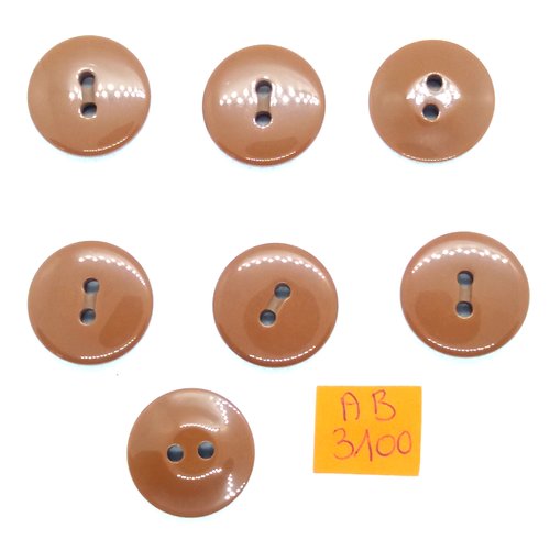 6 boutons en résine marron - 21mm - ab3100