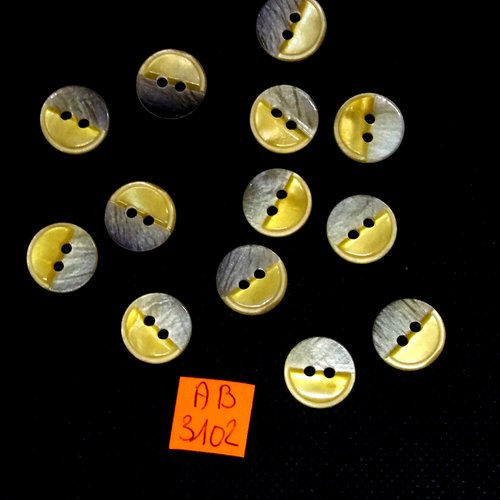 13 boutons en résine jaune - 14mm - ab3102