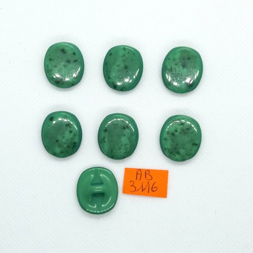 6 boutons en résine vert - 19x21mm - ab3116