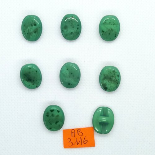 8 boutons en résine vert - 14x17mm - ab3116
