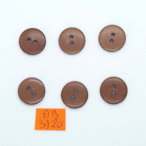 6 boutons en résine marron - 18mm - ab3120