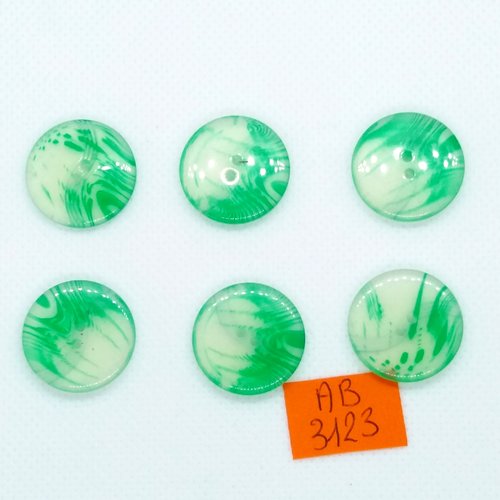 6 boutons en résine vert dégradé - 20mm - ab3123
