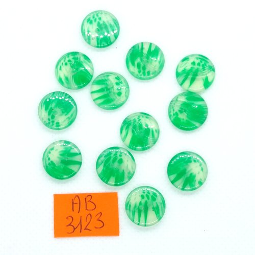 12 boutons en résine vert dégradé - 13mm - ab3123