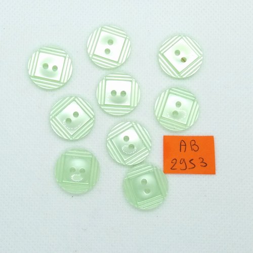 9 boutons en résine vert clair - 18mm - ab2953