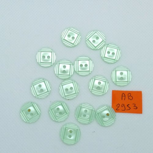 15 boutons en résine vert clair - 14mm - ab2953