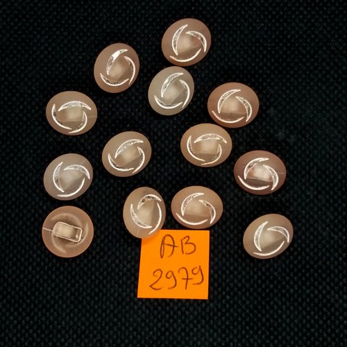 13 boutons en résine rose pale - 13mm - ab2979