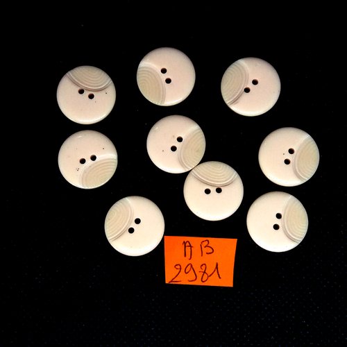 9 boutons en résine rose/saumon - 18mm - ab2981