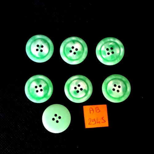 7 boutons en résine vert - 23mm - ab2945