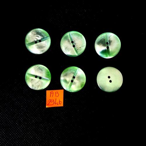 6 boutons en résine vert - 22mm - ab2946