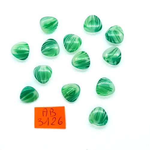 13 boutons en résine vert dégradé - 11mm - ab3126