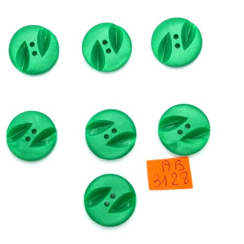 7 boutons en résine vert - 20mm - ab3128