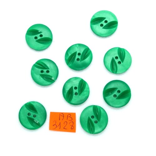 9 boutons en résine vert - 18mm - ab3128