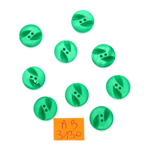 9 boutons en résine vert - 15mm - ab3130