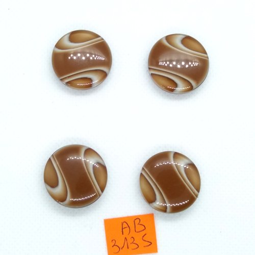 4 boutons en résine marron et beige - 23mm - ab3135
