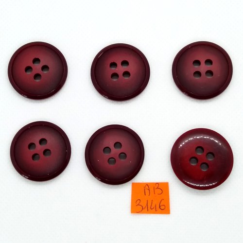 6 boutons en résine bordeaux - 27mm - ab3146