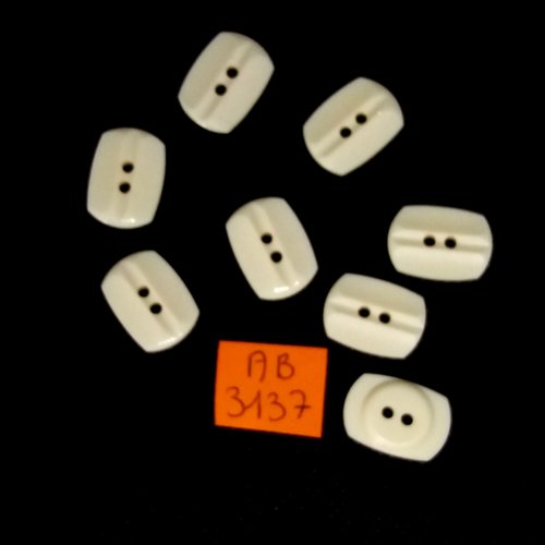 8 boutons en résine ivoire - 13x18mm - ab3137
