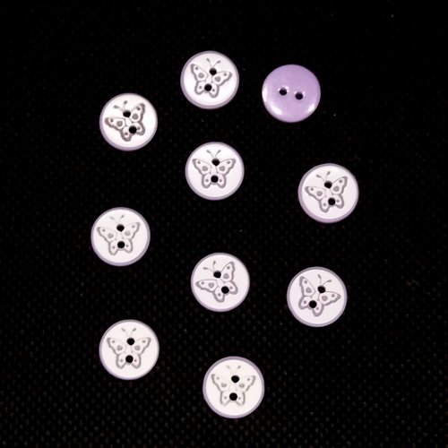 10 boutons fantaisies en résine - papillon - 11mm- bri494